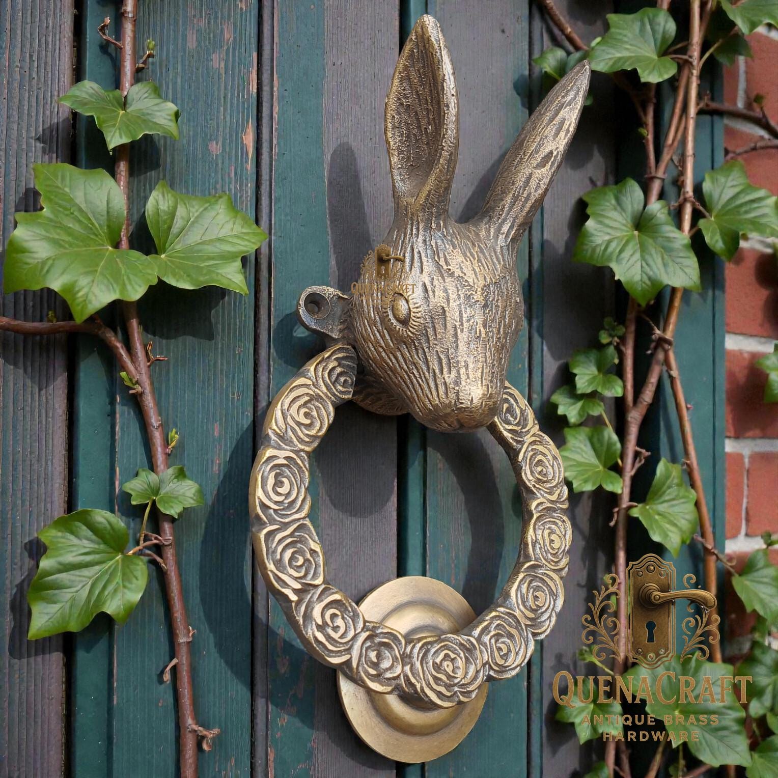 Rabbit Knocker Vintage Solid Brass Bunny Rabbit Door Knocker, Detailed Animal Design ...
