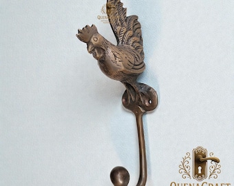Ganchos de pared de latón macizo con forma de gallo antiguo