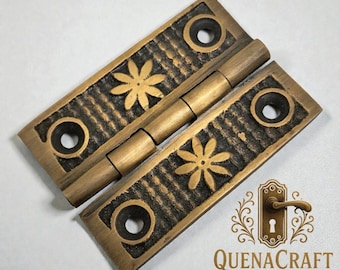 Bisagras de latón macizo con forma de flor, bisagras vintage para puertas y cajones de armarios, herrajes decorativos de latón.