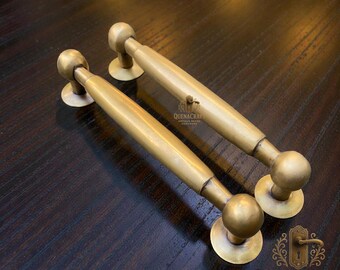 Paar Massivem Messing Ball Spitze Ziehgriffe, Vintage Schrank Kabinett Schublade Kommode Hardware C.012