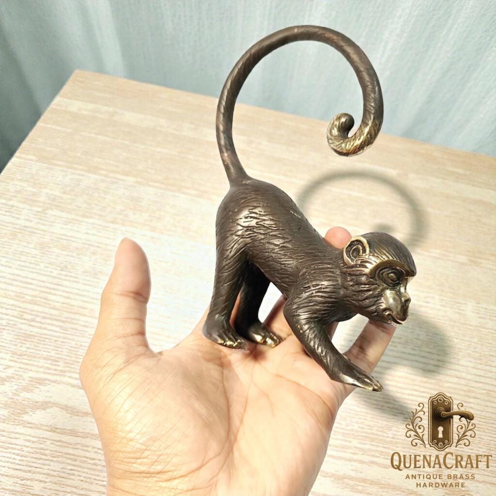 Solid Monkey Vintage Solid Brass Monkey Statue, Detailed Gold Brass Sculpture ...