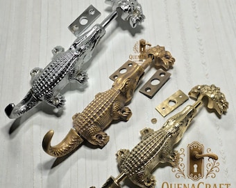 Vintage 6,25 "Krokodil Tor Türriegel, antike massive Messing Tür sicher Riegel Hardware