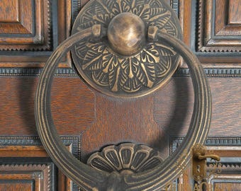 Antik Messing Türklopfer, Antikes Blumen Design, Schwerer Haustür Banger, Vintage Messing Türbeschläge, Dekorative Wohnkultur