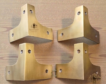 4X 5,5 cm Western Retro Massiv Messing Eckenschutz, Tisch Box Schrank Schrankschutz T019