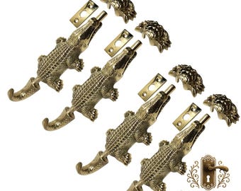 4X poliertes Messing 6,25 ""Krokodil Tor Türriegel, antike massive Messing Tür sicher Riegel Hardware."