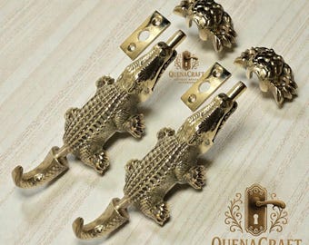 2X poliertes Messing 6,25 ""Krokodil Tor Türriegel, antike massive Messing Tür sicher Riegel Hardware."