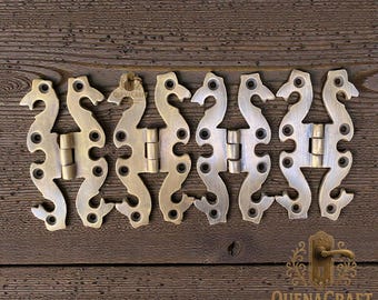 4X 2,87 "Vintage Style Massives Messing Schlangen Scharniere, dekorative Schranktür Hardware, Oberflächenmontage V.054