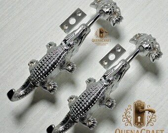 "2X Nickel poliert 6,25 ""Krokodil Tor Türriegel, Massive Messing Tür Tresor Riegel Hardware."