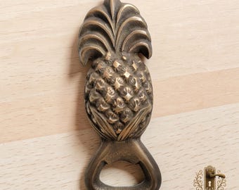 Ananas Flaschenöffner aus massivem Messing, antiker Messing-Bierkappenöffner, Tropical Bar-Werkzeug, Vintage Barware, einzigartiges Geschenk für Bierliebhaber