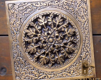 4 "Vintage geschnitzte Blume Messing Abflussabdeckung & Lüftungsöffnung, Badezimmer aus massivem Messing