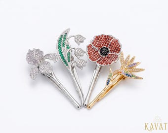 Bridal Silver and Gold Floral Hair Clip Set of 4