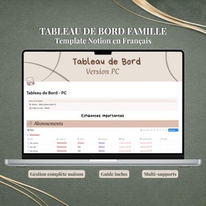 Planner Notion Organisation Maison/ Template Notion en français/ Gestion des tâches ménagères, familiales et administratives.