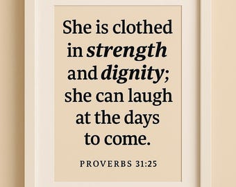 Christian Wall Art Printable | Bible Verse Print | Scripture Wall Art | Strength and Dignity | Faith Printable Décor | Digital Download