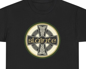 Iers T-shirt Slainte, Celtic Cross St. Patricks Day, zwaar uniseks katoen