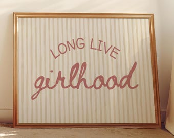 Arte de pared "Viva la infancia", impresión para decoración de habitación de niñas, póster con frase para guardería, descarga digital
