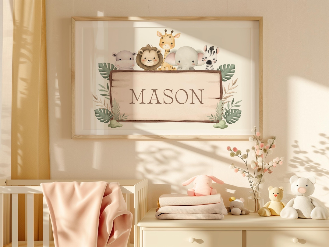Personalized Baby Name Wall Art, Custom Nursery Name Print, Neutral ...