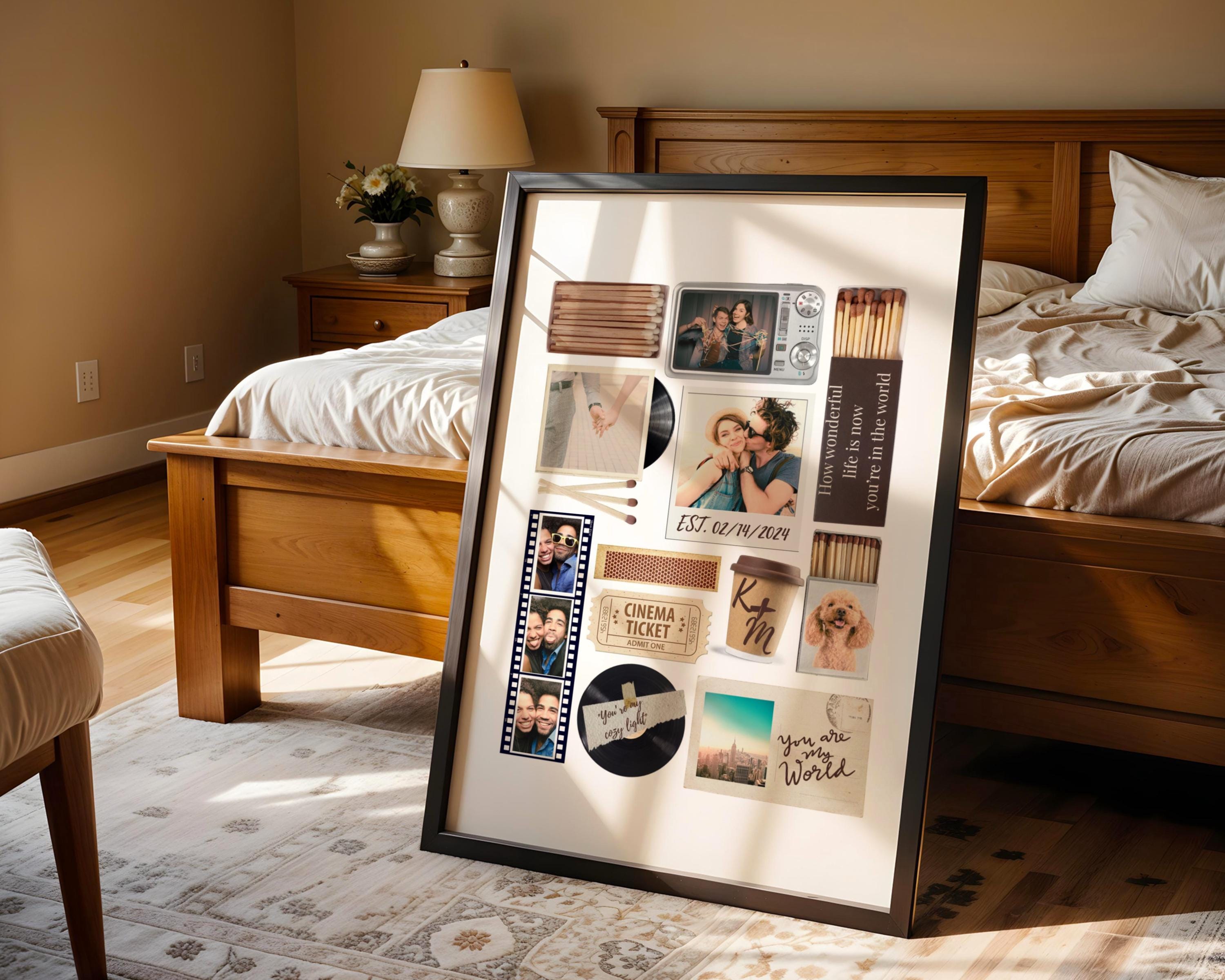 Couple Collage Template, Retro Matchbox Style Photo Poster, Editable ...
