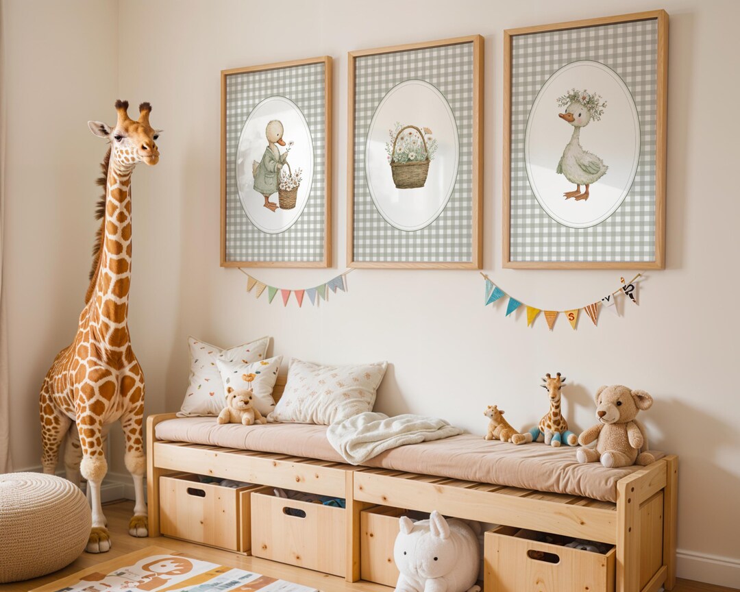 Vintage Goose Nursery Wall Art Set, Cottagecore Kids Prints, Farmhouse ...