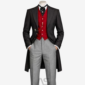 Traje de frac victoriano para hombre, traje de frac para hombre, traje de boda gótico steampunk