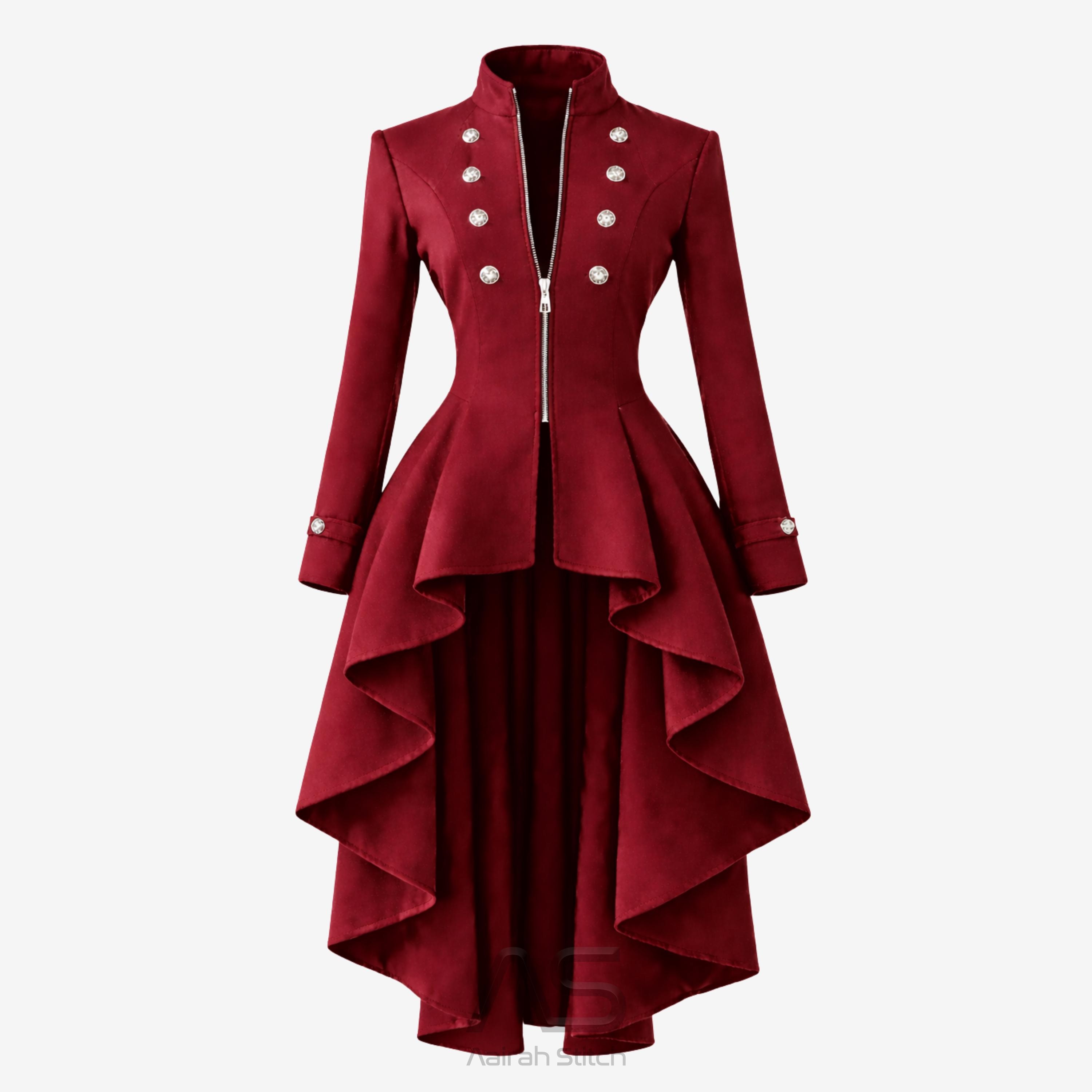 Handmade Gothic Victorian Tailcoat Dress, Steampunk High-low Coat