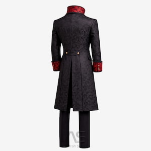 Men’s Gothic Victorian Jacquard Brocade Coat, Dracula Vampire Cosplay Tailcoat, Gothic Wedding Coat, Halloween Costume Jacket