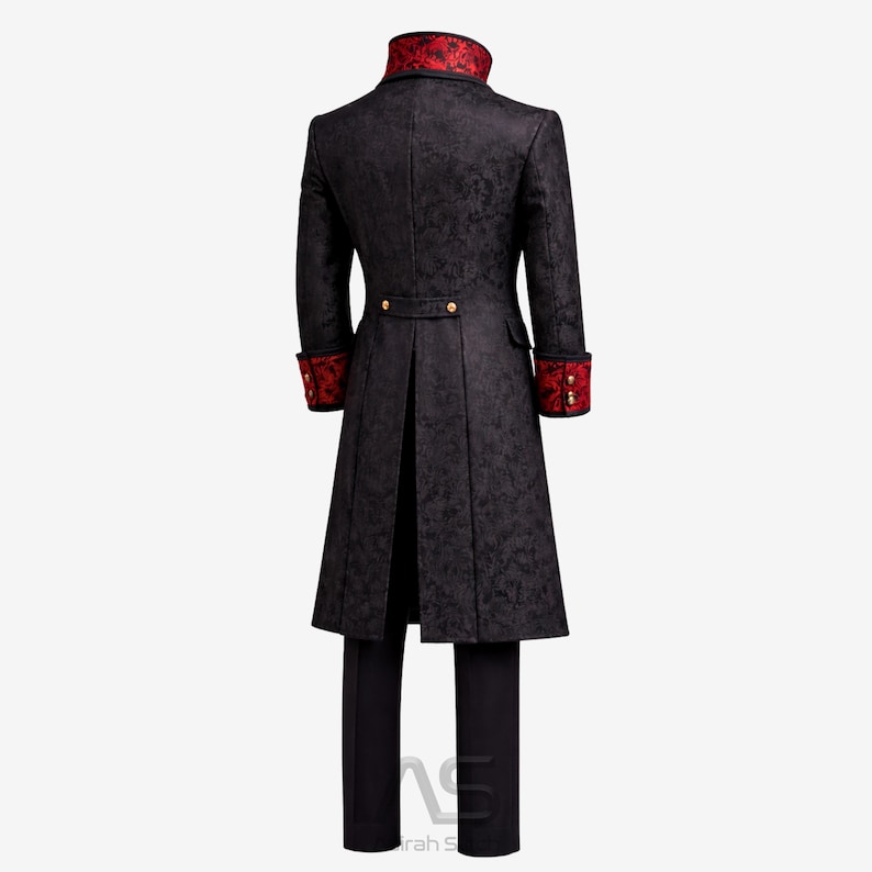 Men’s Gothic Victorian Jacquard Brocade Coat, Dracula Vampire Cosplay Tailcoat, Gothic Wedding Coat, Halloween Costume Jacket