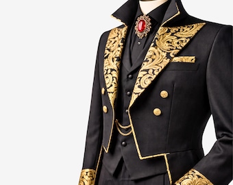 Chaqueta Gótica Steampunk Para Hombre – Abrigo Medieval Victoriano Con Bordados, Ideal Para Cosplay Y Carnaval