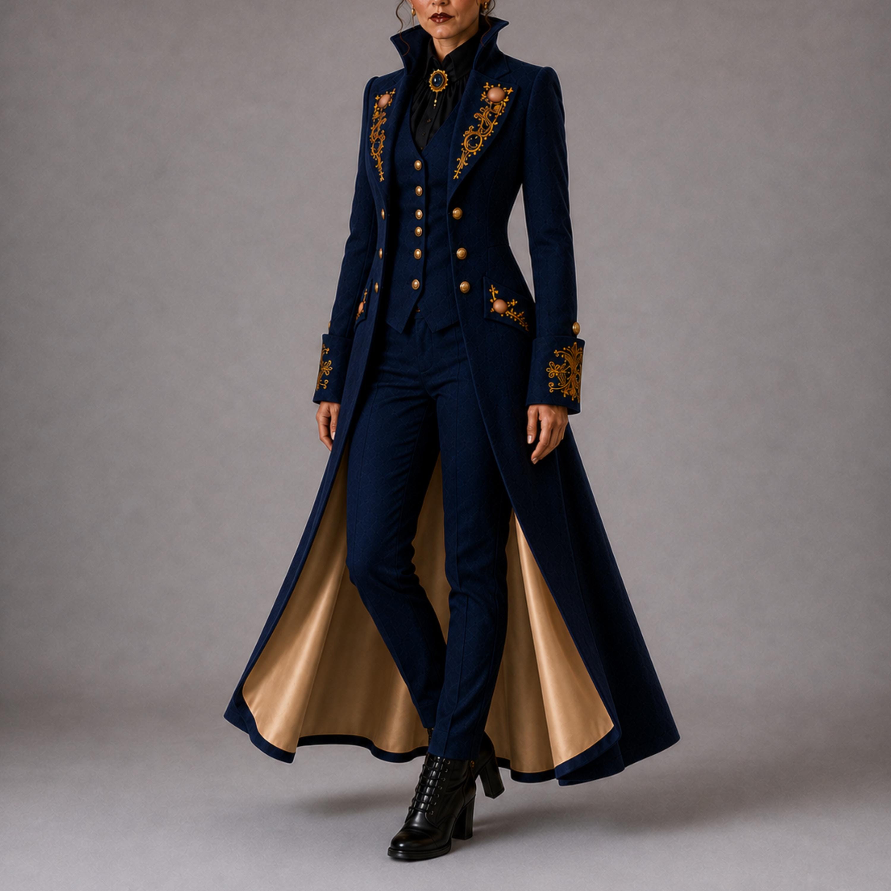 Midnight Blue and Gold Dress