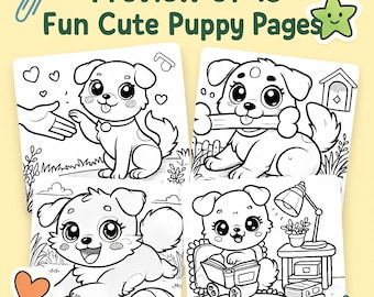 Children’s Coloring Pages – Bold-Line, Easy Printable Dog Puppy Drawing Pack