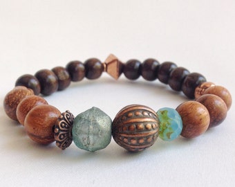 Chunky Wood Bead Bracelet: Bohemian Stacking Jewelry