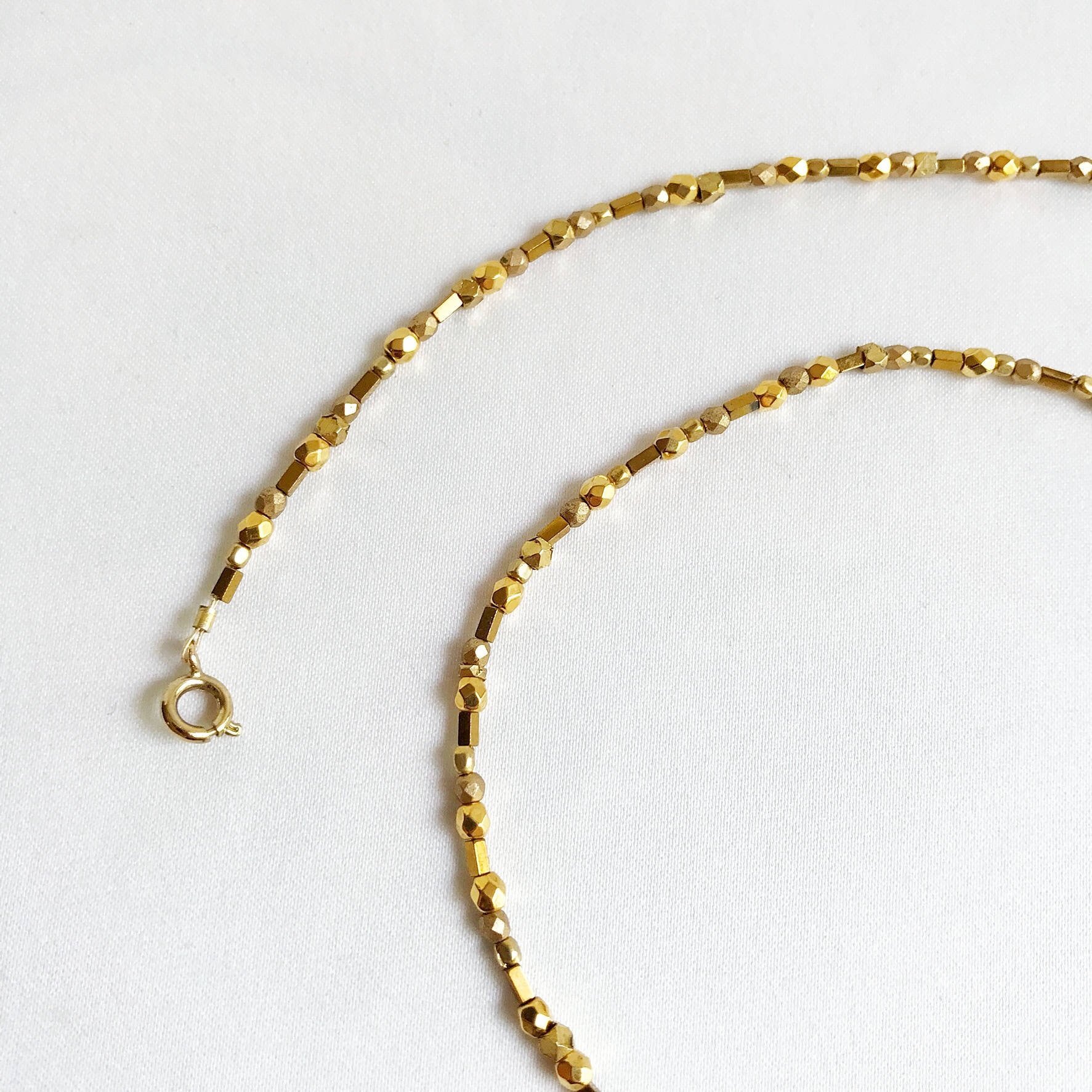 Thin golden bead necklace simple and thin Minimalist | Etsy
