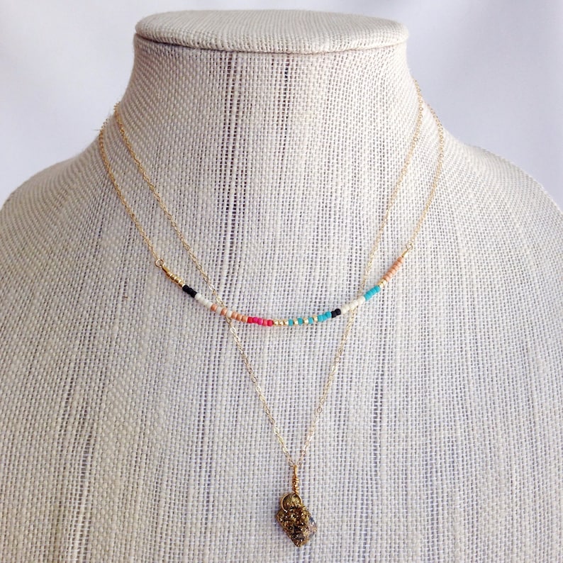 Extra Thin Bead Necklace Tiny Beads Colorful Short Necklace - Etsy