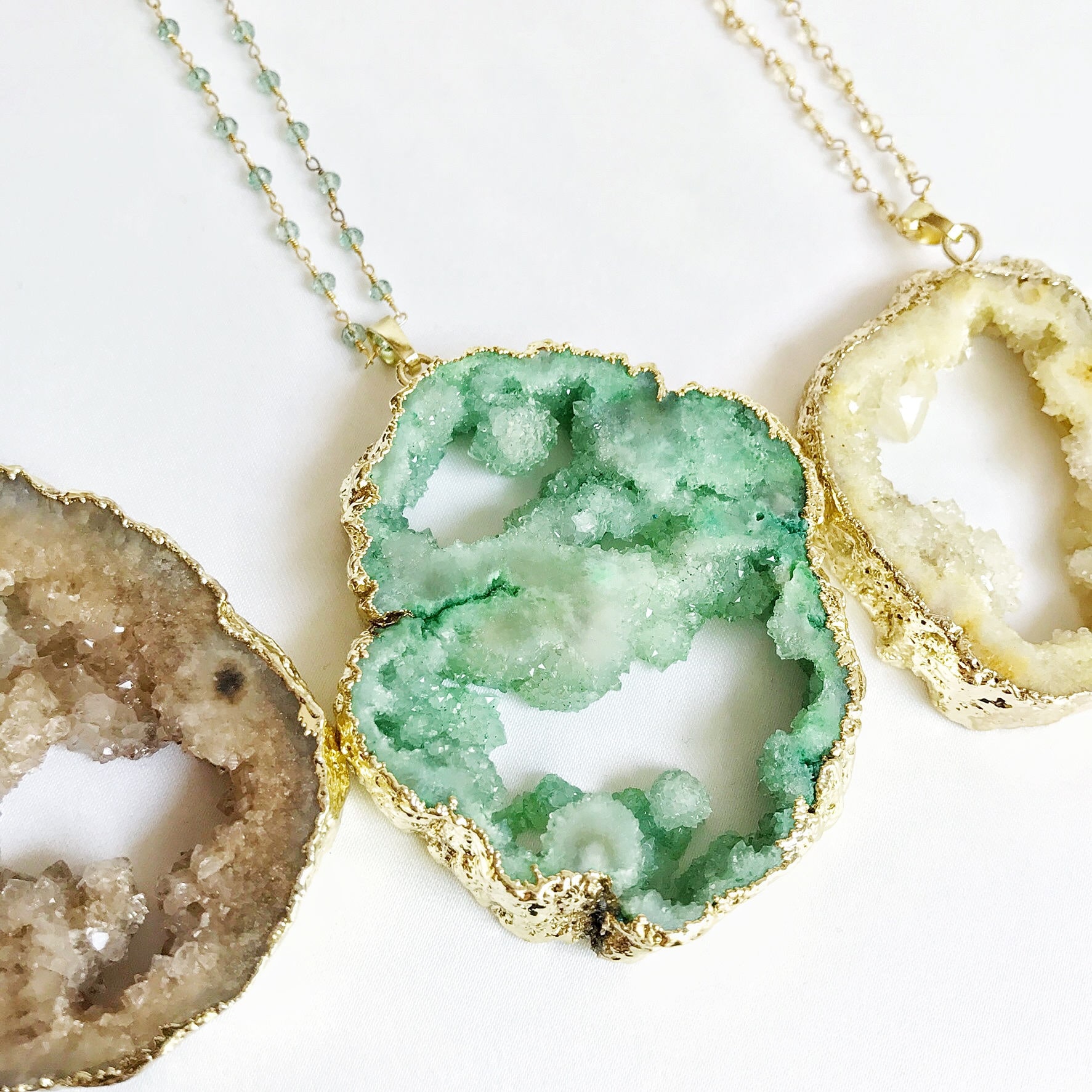 Huge Gemstone Necklace Large Geode Slice Crystal Necklace Etsy