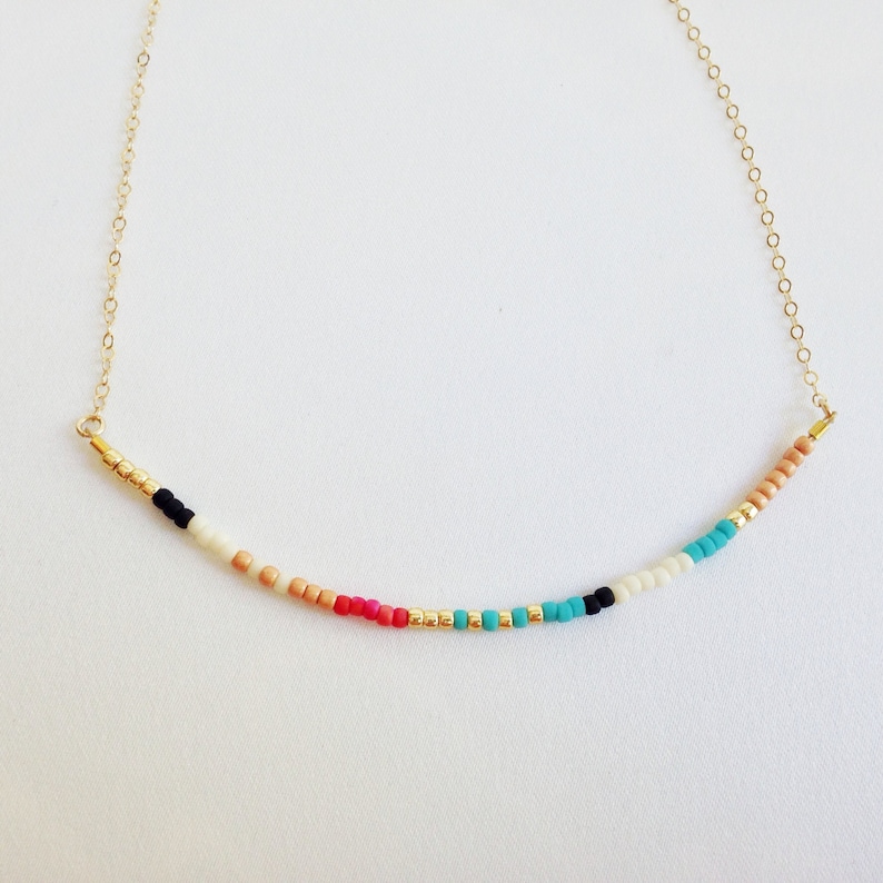 Extra Thin Bead Necklace Tiny Beads Colorful Short Necklace - Etsy