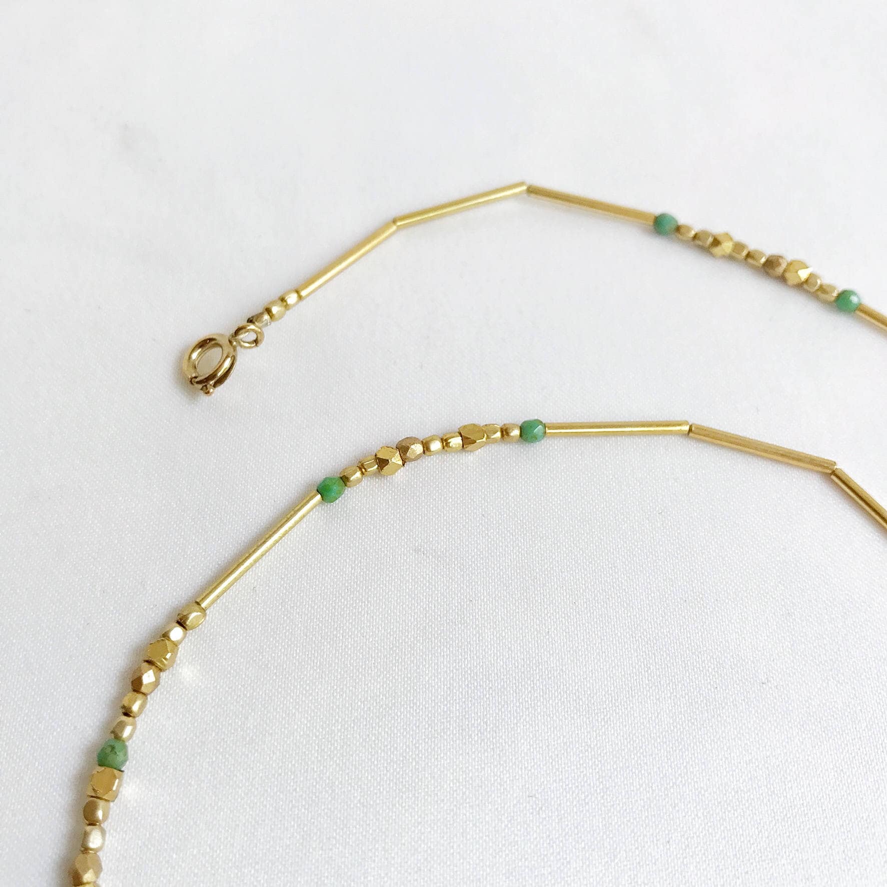 Thin golden bead necklace simple minimalist necklace with | Etsy
