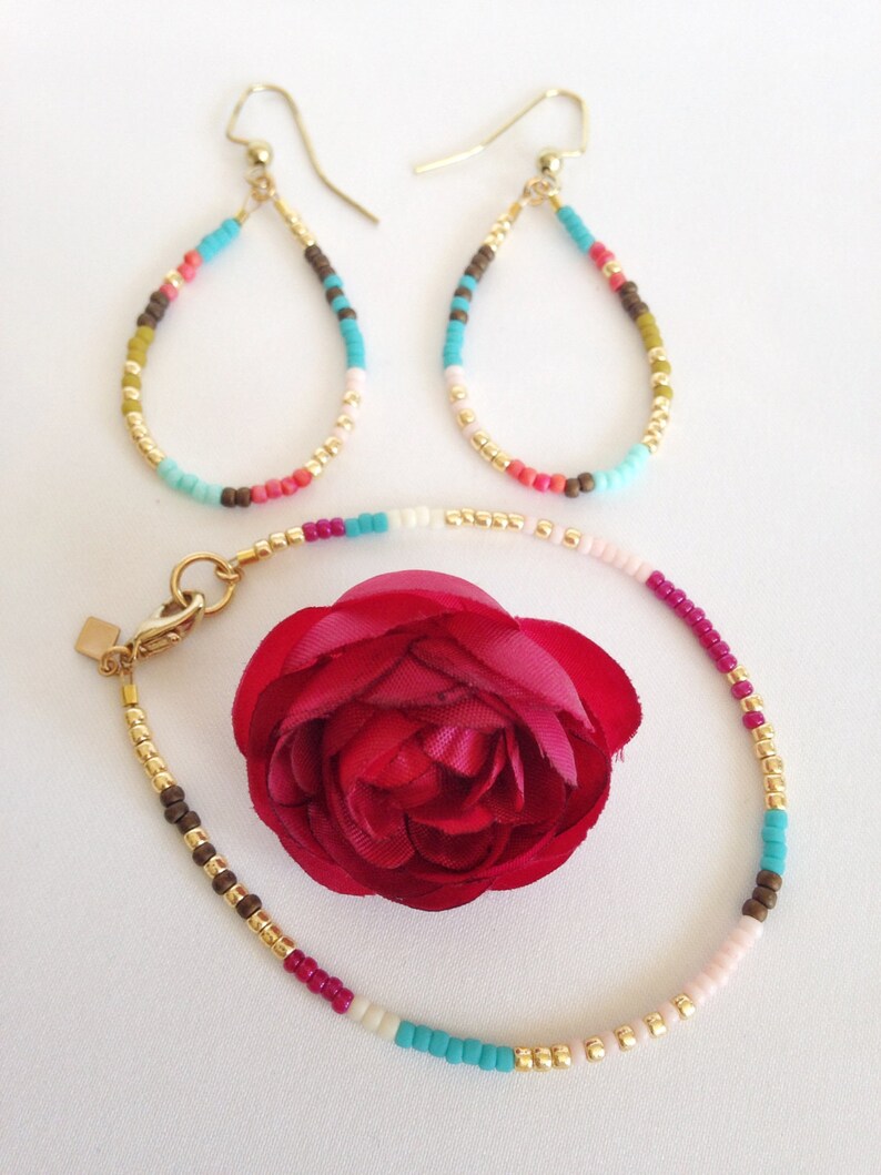 Beaded Hoop Earrings Extra Thin Beaded Earrings Thin Beaded Etsy