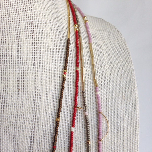 Long beaded necklace, boho necklace, layering necklace, simple unique necklace, thin necklaces, small tiny beads, modern necklace, simple