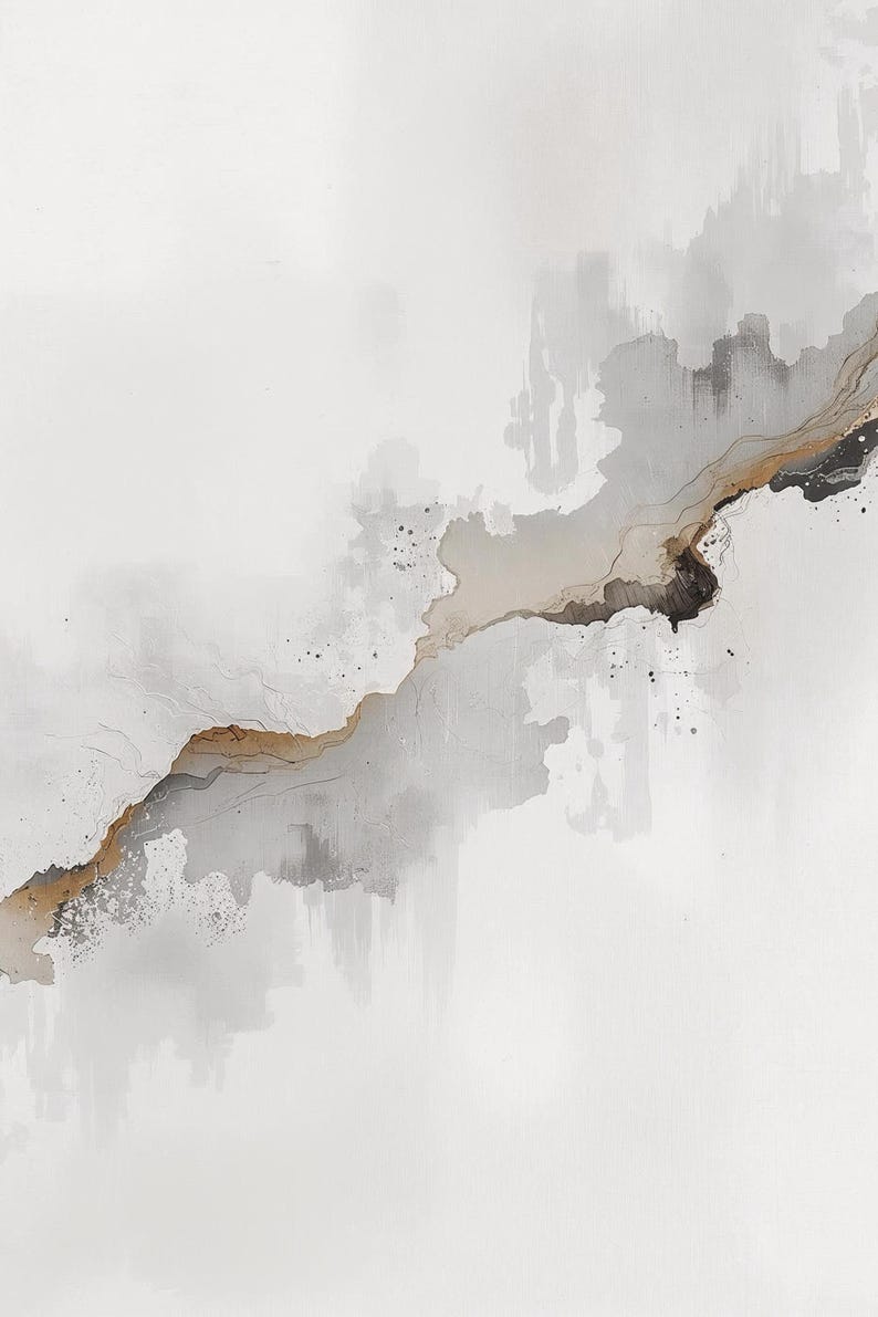 Minimalist Abstract Wall Art Print, Neutral Grey Beige Modern Painting ...