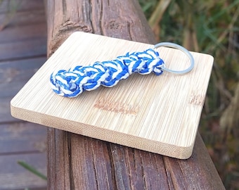 Porte-clés macramé RoxaPower | Nœud marin classique | Bleu