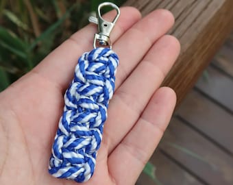 Porte-clés macramé RoxaPower | Nœud marin classique | Bleu