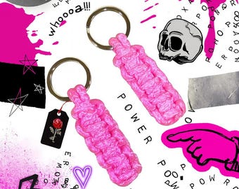 2 porte-clés macramé RoxaPower | Nœud marin classique | Duo amitié | Duo Saint-Valentin | Corde rose | Fait main | 12 m