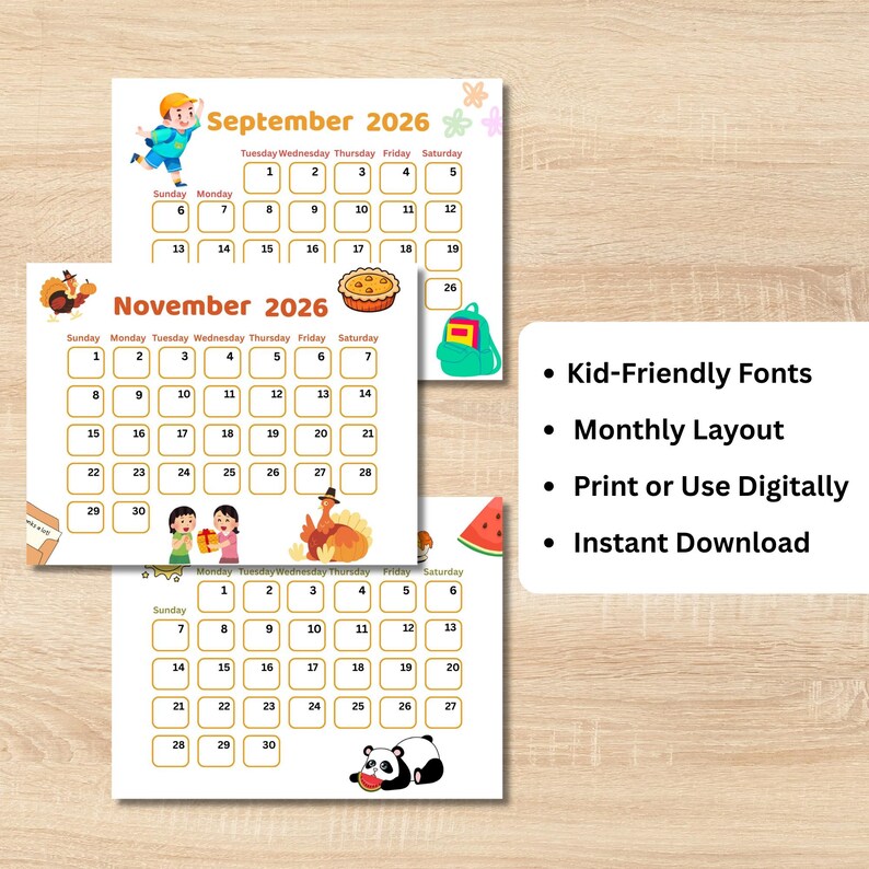 Editable Kids Calendar 2026 | Cute Monthly Planner for Kids | Canva ...