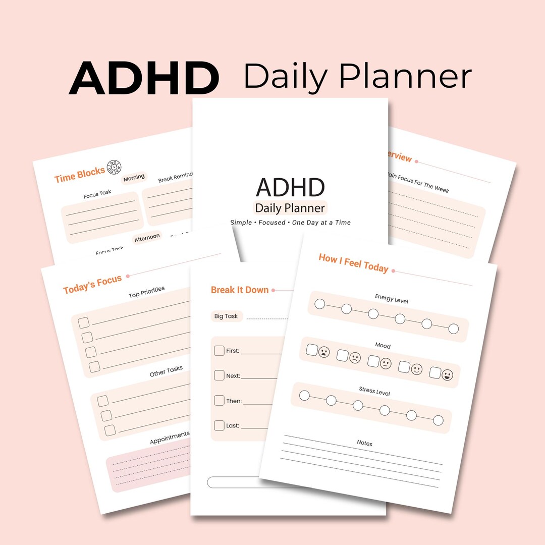 ADHD Daily Planner Printable | Adhd-friendly Planner | Minimalist Focus ...