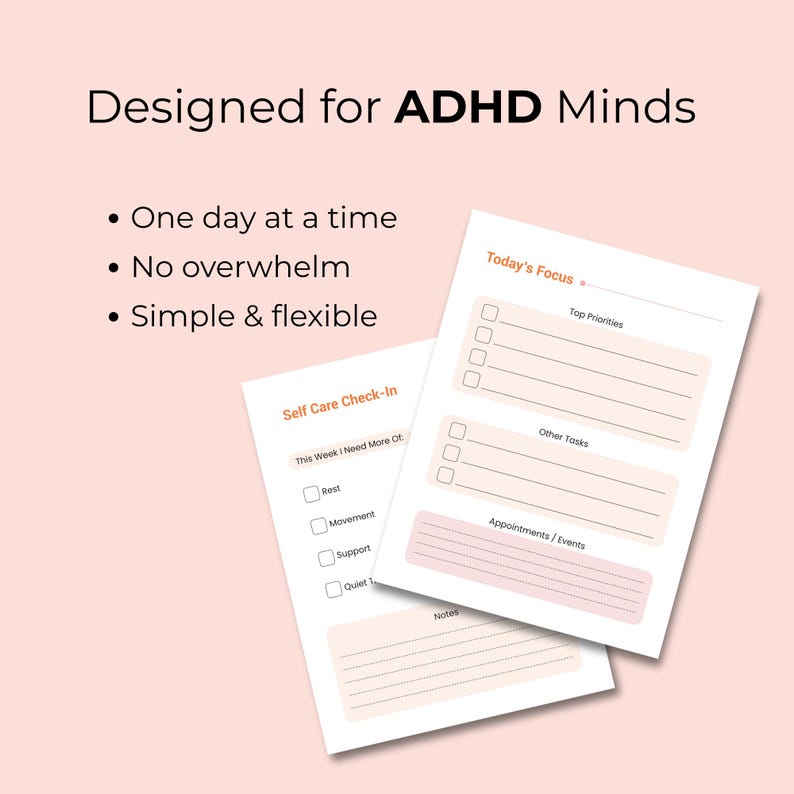 ADHD Daily Planner Printable | Adhd-friendly Planner | Minimalist Focus ...