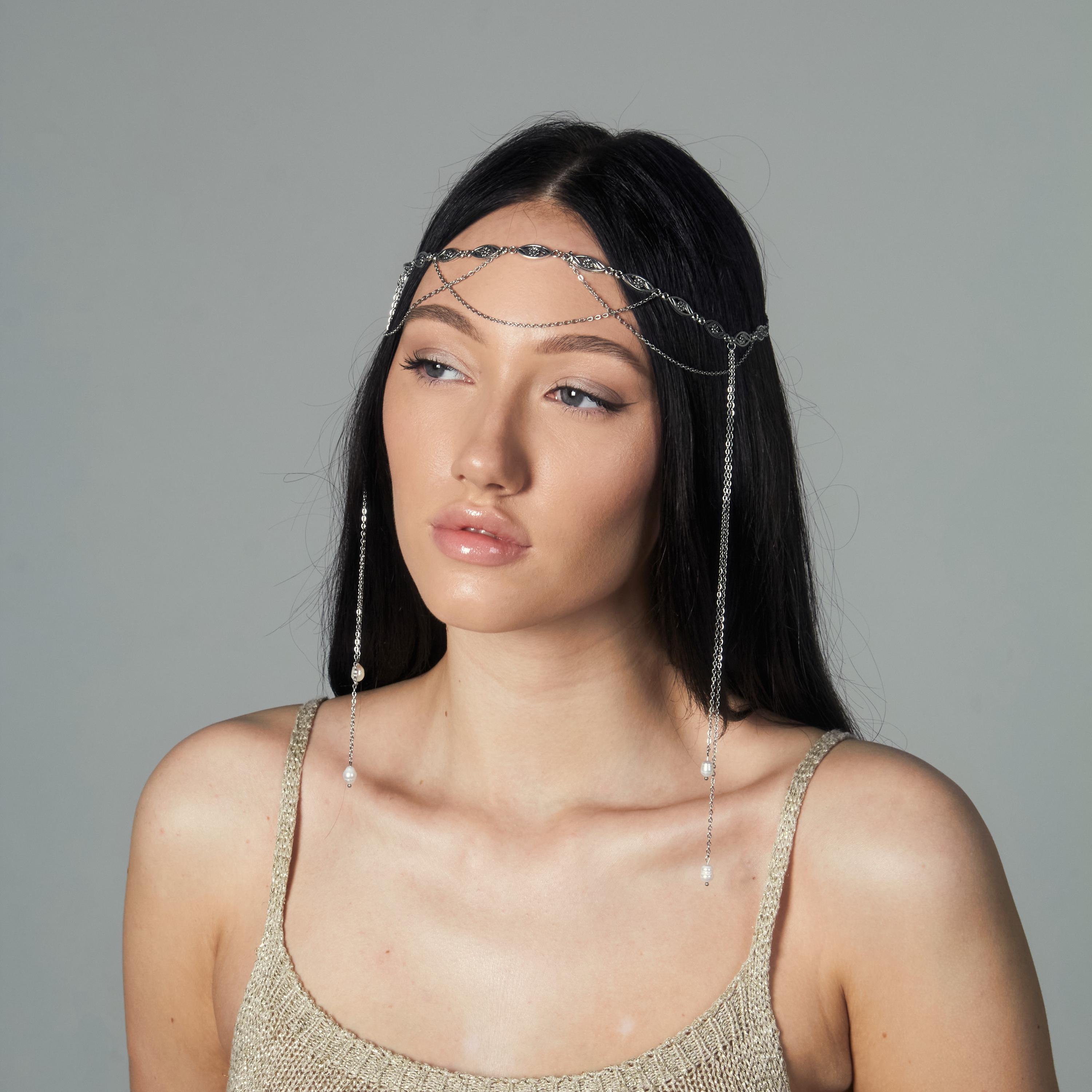 Festival Ready! Silver Pearl Chain Headband New Custom pearl headpiece - @kordart ? Do you think I managed  main image 3