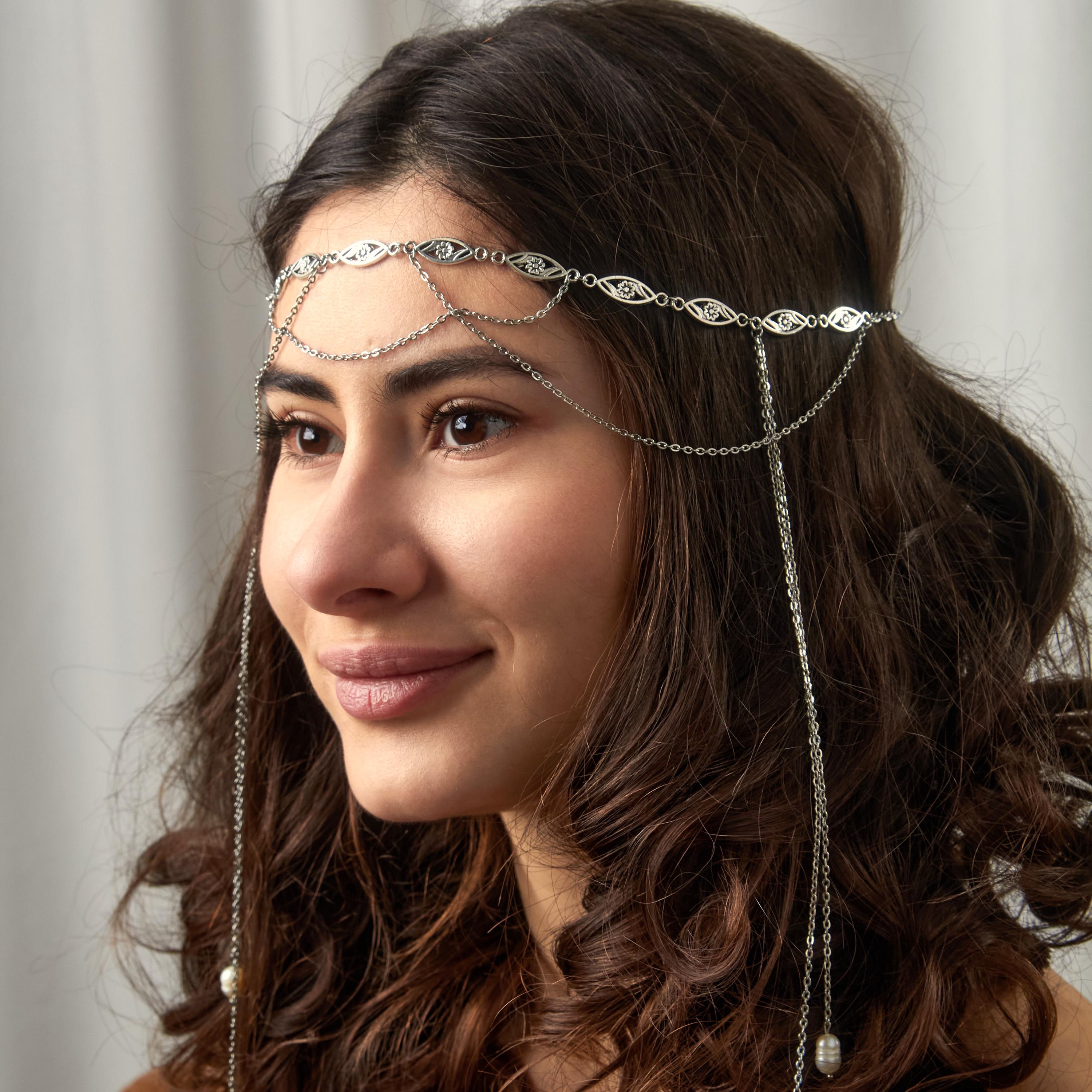 Long Dropped Stone Fringe Head Chain Amazon.com : STONEFANS Boho Rhinestone Layered Bridal Head  main image 3