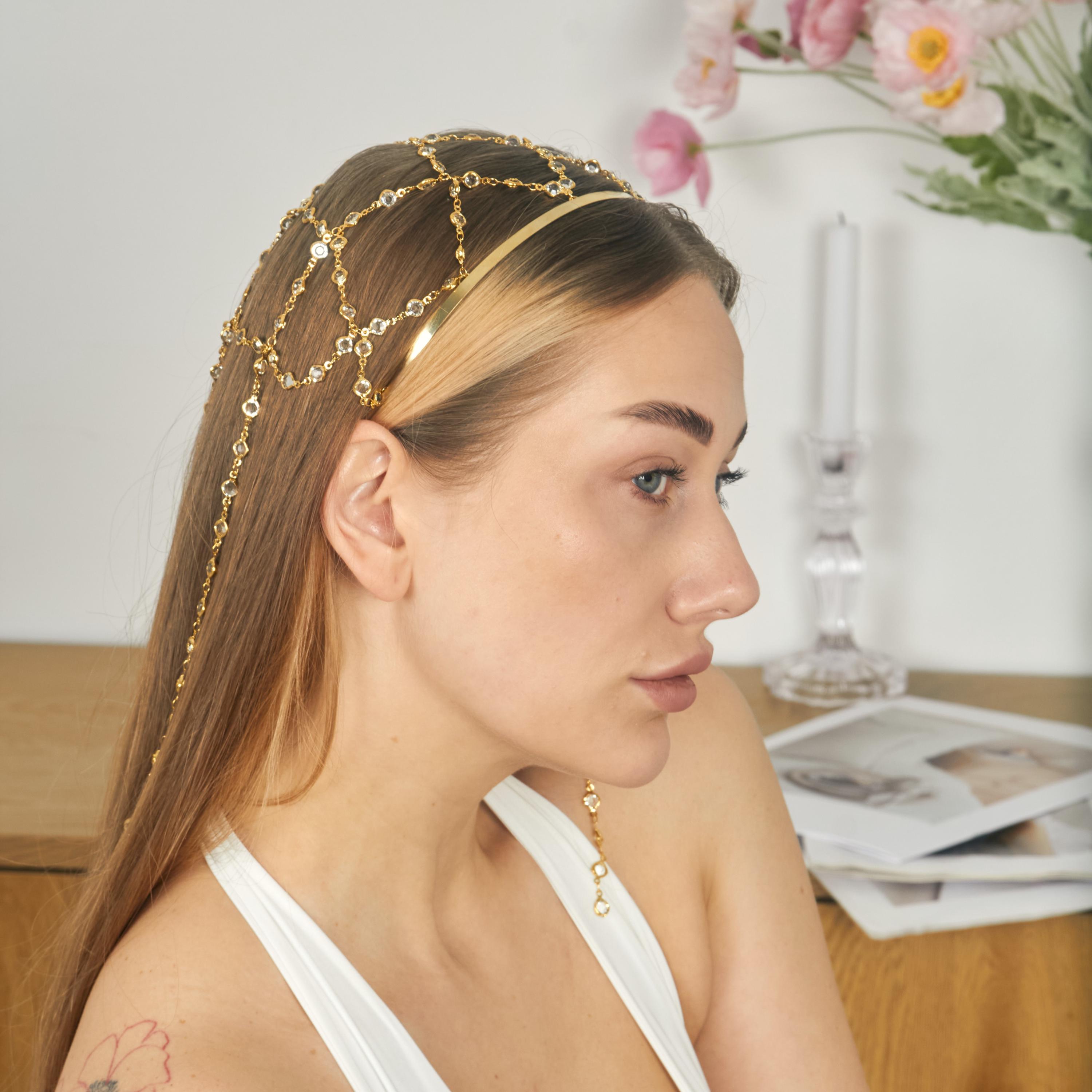 Hand Maid Gold Beaded Headpiece with Dangle Tassels Gold Headpiece Tassel - Etsy main image 3