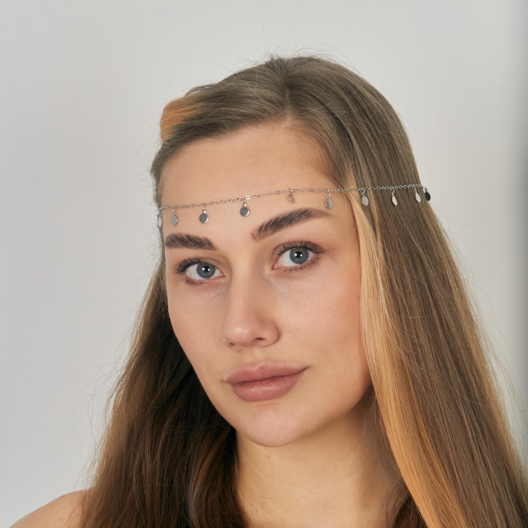 Coin Forehead Chain Coin Forehead Chain, Boho Headpiece, Festival Hair Accessory, Bridal ...