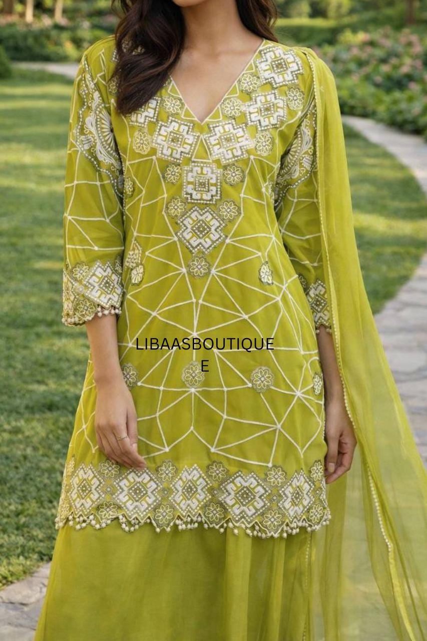 slim fit dress slacks Sea Green Semi Stitched Georgette Pakistani Suit  vastradi.com