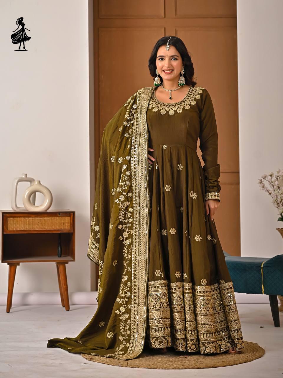 Olive Green Anarkali - Etsy Olive Green Anarkali - Etsy